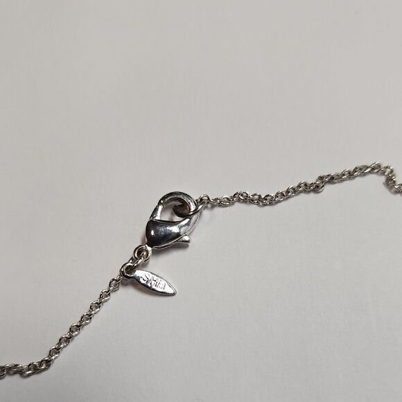 Silvertone Necklace with Green Rhinestones - Picture 3 of 3